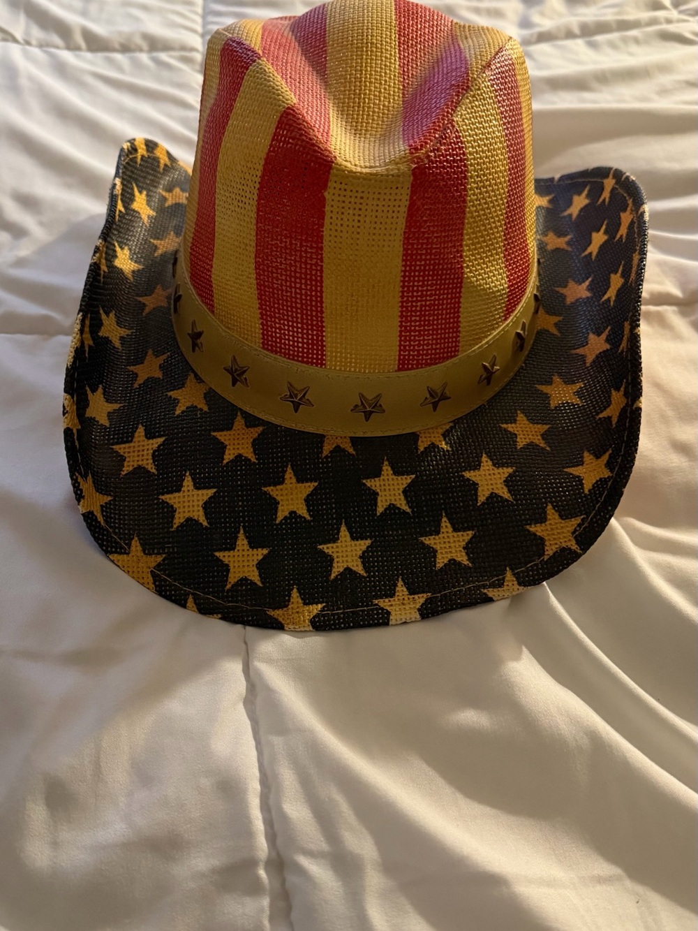 Patriotic Star & Stripe Cowboy Hat in Red, Yellow, Black